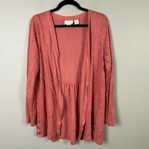100% linen Lagenlook boho coastal open front cardigan mauve pink